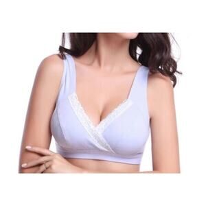 Maternity Nursing Bra Cotton Pregnancy Wireless Breast Feeding Wire Free Sleep L